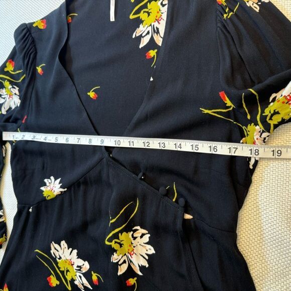 NWT free people, black floral wrap dress size small. Bohemian feminine hippie - Picture 5 of 11
